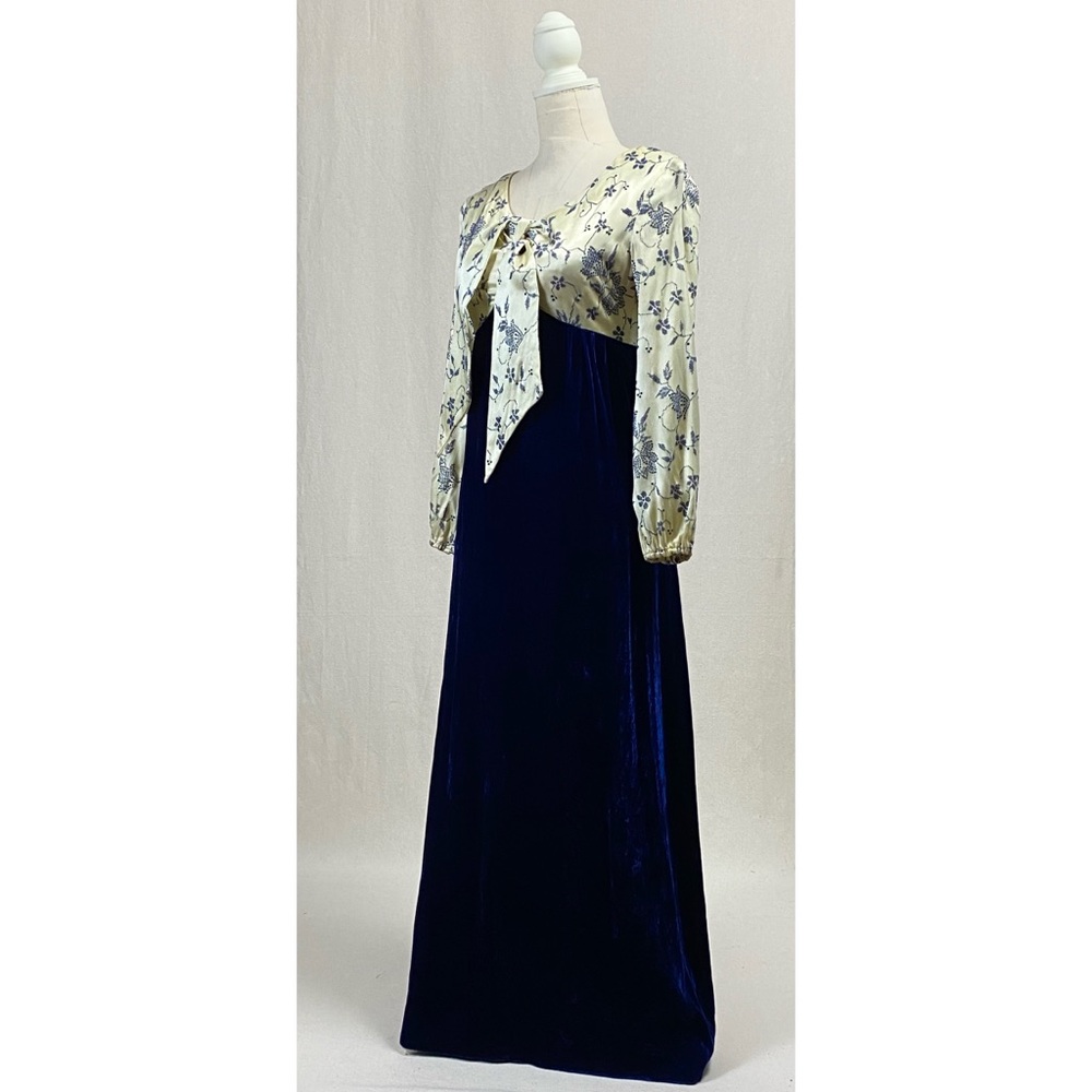 Vintage 60’s Crushed Velvet Satin Maxi Dress Sz XS